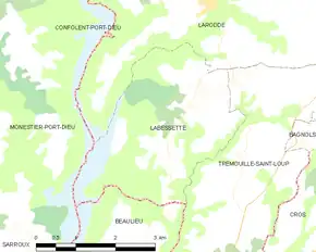 Poziția localității Labessette