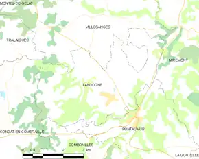Poziția localității Landogne
