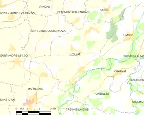 Poziția localității Luzillat