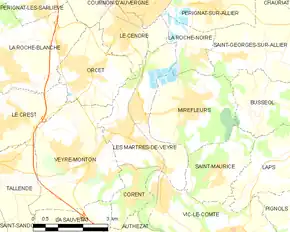 Poziția localității Les Martres-de-Veyre