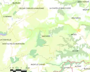 Poziția localității Mazoires