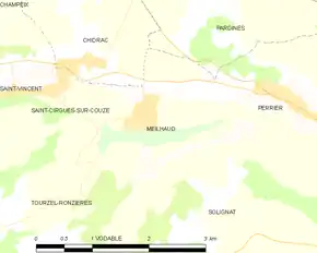 Poziția localității Meilhaud
