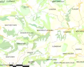 Poziția localității Montaigut-le-Blanc