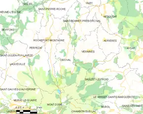 Poziția localității Orcival