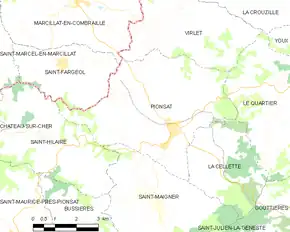 Poziția localității Pionsat