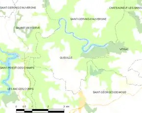 Poziția localității Queuille