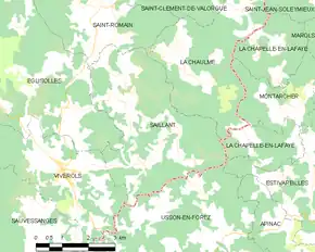 Poziția localității Saillant