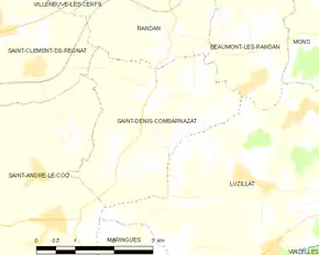 Poziția localității Saint-Denis-Combarnazat