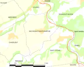 Poziția localității Sauvagnat-Sainte-Marthe