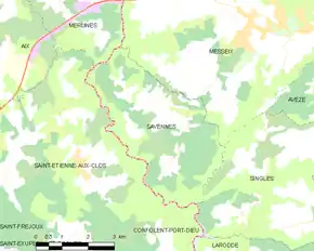 Poziția localității Savennes