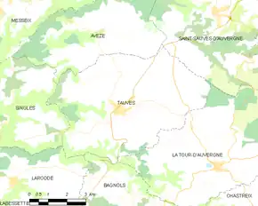 Poziția localității Tauves