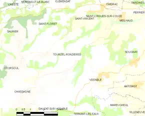 Poziția localității Tourzel-Ronzières