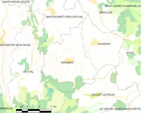 Poziția localității Vernines