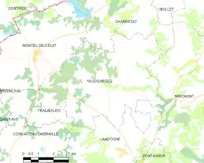 Poziția localității Villosanges