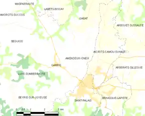 Poziția localității Amendeuix-Oneix