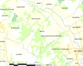 Poziția localității Araux