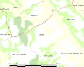 Poziția localității Arget