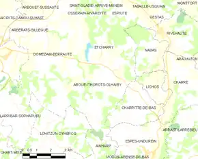 Poziția localității Aroue-Ithorots-Olhaïby