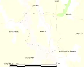 Poziția localității Arrien