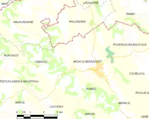 Poziția localității Arzacq-Arraziguet
