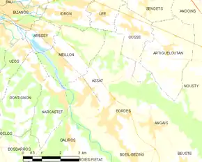 Poziția localității Assat