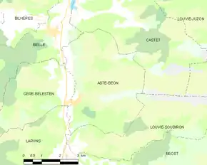 Poziția localității Aste-Béon