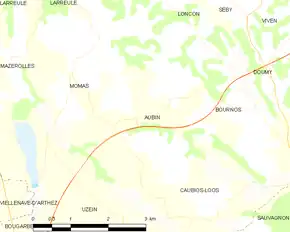 Poziția localității Aubin
