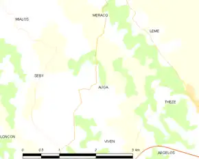 Poziția localității Auga