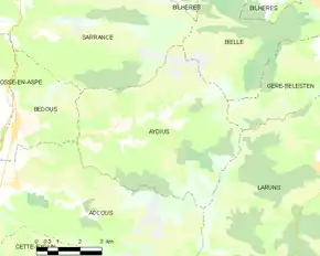 Poziția localității Aydius