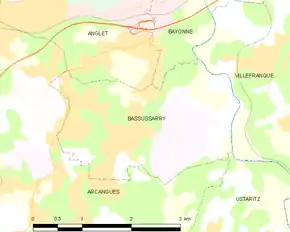 Poziția localității Bassussarry