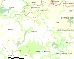 Poziția localității Bidache