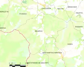 Poziția localității Bidarray