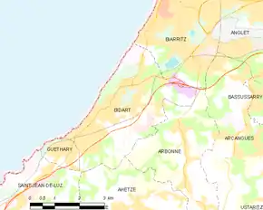 Poziția localității Bidart