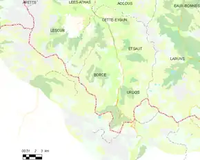 Poziția localității Borce