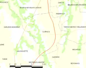 Poziția localității Claracq