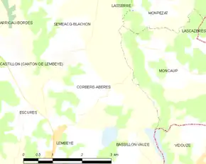 Poziția localității Corbère-Abères