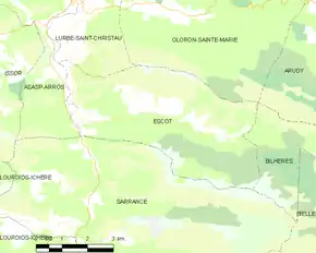 Poziția localității Escot