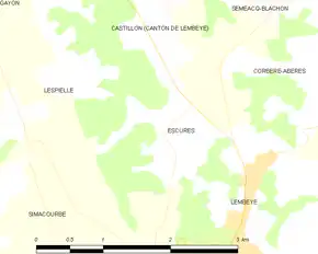 Poziția localității Escurès