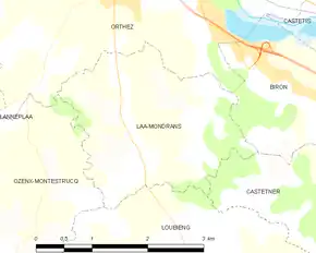 Poziția localității Laà-Mondrans