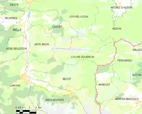 Poziția localității Louvie-Soubiron