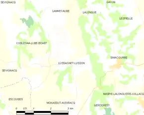 Poziția localității Lussagnet-Lusson