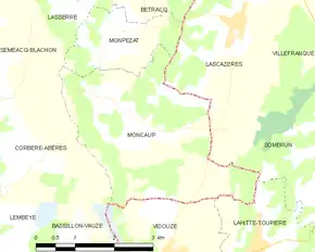 Poziția localității Moncaup