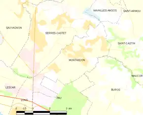 Poziția localității Montardon