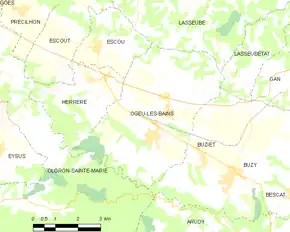 Poziția localității Ogeu-les-Bains