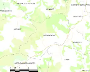 Poziția localității Ostabat-Asme