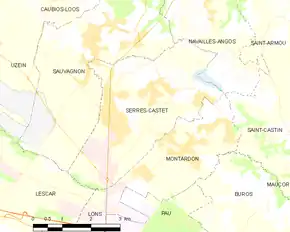 Poziția localității Serres-Castet