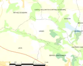 Poziția localității Urdès