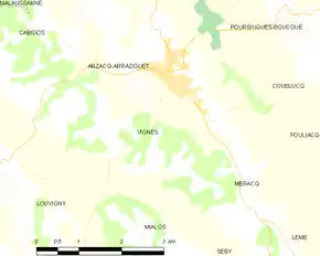 Poziția localității Vignes