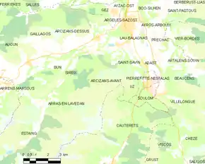 Poziția localității Arcizans-Avant