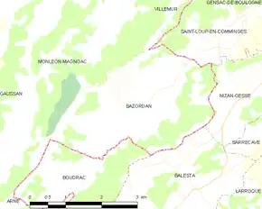 Poziția localității Bazordan